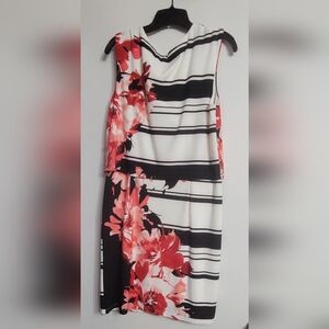 Dress Barn Floral Striped Sleeveless Dress/Size 14